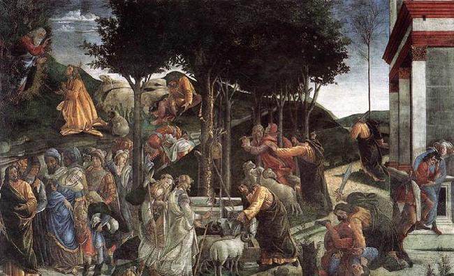 BOTTICELLI, Sandro Scenes from the Life of Moses oil painting picture